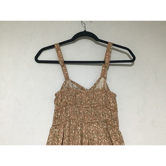 Arizona Jean Co Jumpsuit Womans Sm Brown Floral Smocked Strappy Wide Leg Peasant - Picture 7 of 16